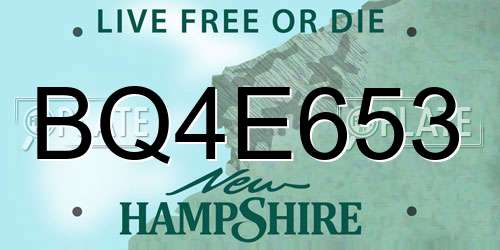 BQ4E653 New Hampshire License Plate