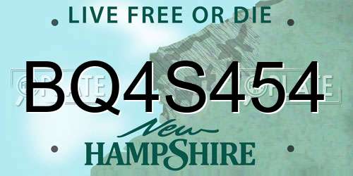 BQ4S454 New Hampshire License Plate