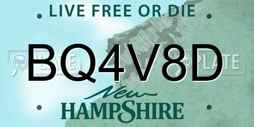 BQ4V8D New Hampshire License Plate