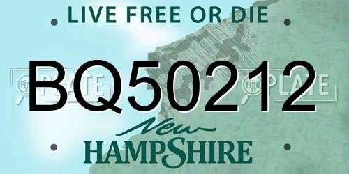 BQ50212 New Hampshire License Plate