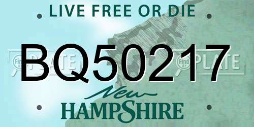BQ50217 New Hampshire License Plate