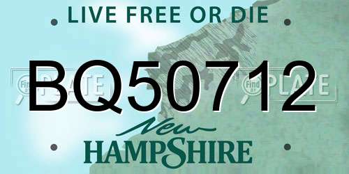 BQ50712 New Hampshire License Plate