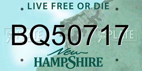 BQ50717 New Hampshire License Plate