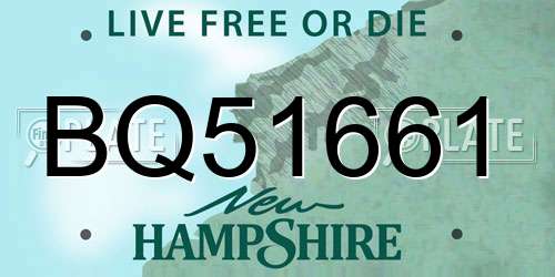 BQ51661 New Hampshire License Plate