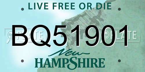 BQ51901 New Hampshire License Plate