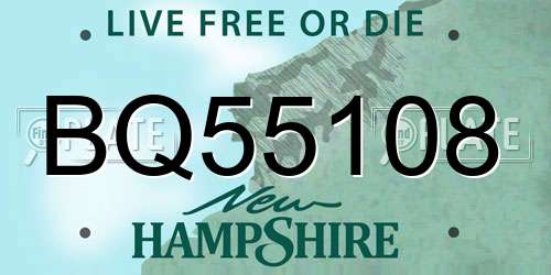 BQ55108 New Hampshire License Plate