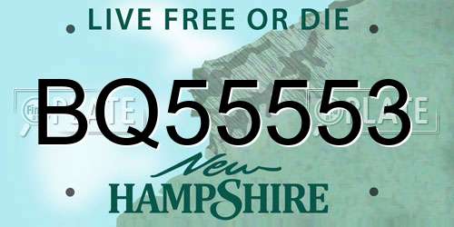 BQ55553 New Hampshire License Plate