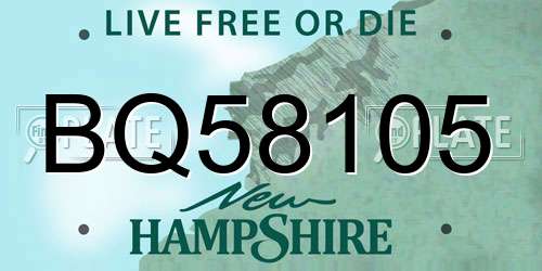 BQ58105 New Hampshire License Plate