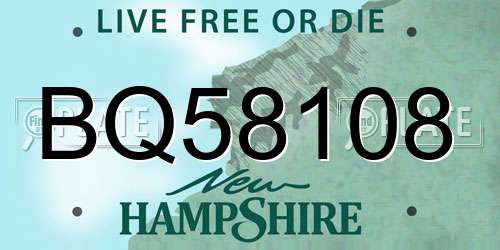 BQ58108 New Hampshire License Plate