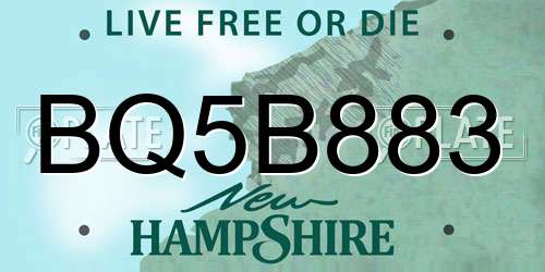 BQ5B883 New Hampshire License Plate