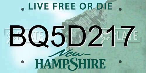 BQ5D217 New Hampshire License Plate