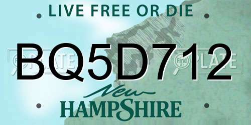 BQ5D712 New Hampshire License Plate
