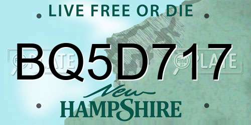 BQ5D717 New Hampshire License Plate