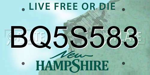 BQ5S583 New Hampshire License Plate