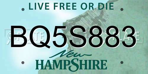 BQ5S883 New Hampshire License Plate