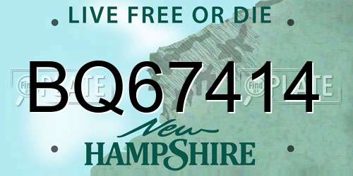BQ67414 New Hampshire License Plate