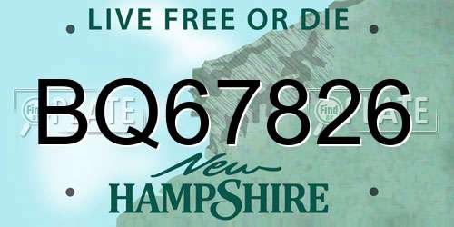 BQ67826 New Hampshire License Plate