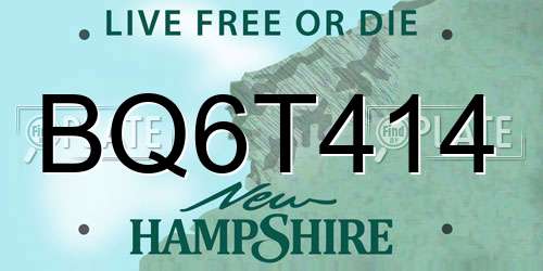 BQ6T414 New Hampshire License Plate