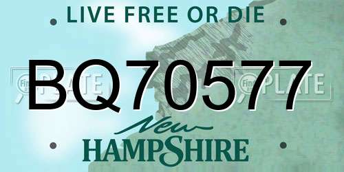 BQ70577 New Hampshire License Plate