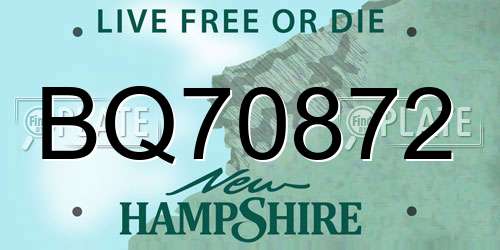 BQ70872 New Hampshire License Plate