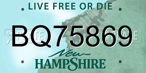 BQ75869 New Hampshire License Plate