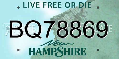 BQ78869 New Hampshire License Plate