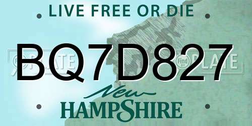 BQ7D827 New Hampshire License Plate
