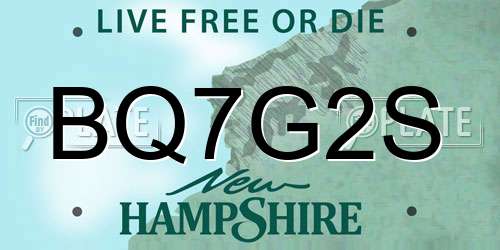 BQ7G2S New Hampshire License Plate