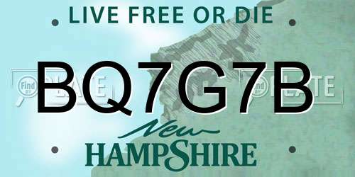 BQ7G7B New Hampshire License Plate