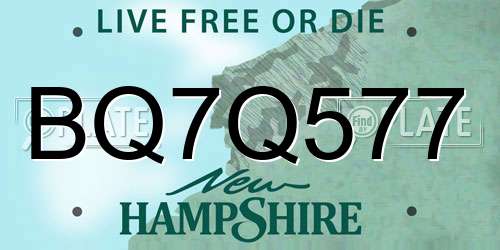 BQ7Q577 New Hampshire License Plate