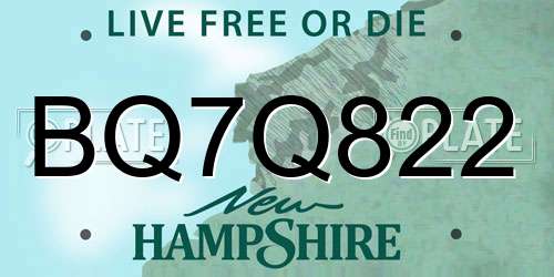BQ7Q822 New Hampshire License Plate