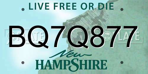 BQ7Q877 New Hampshire License Plate