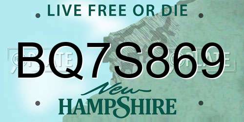 BQ7S869 New Hampshire License Plate