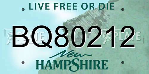 BQ80212 New Hampshire License Plate