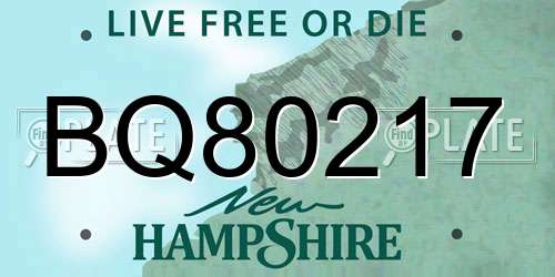 BQ80217 New Hampshire License Plate
