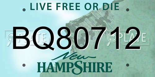BQ80712 New Hampshire License Plate