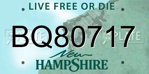 BQ80717 New Hampshire License Plate