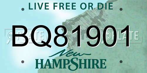BQ81901 New Hampshire License Plate