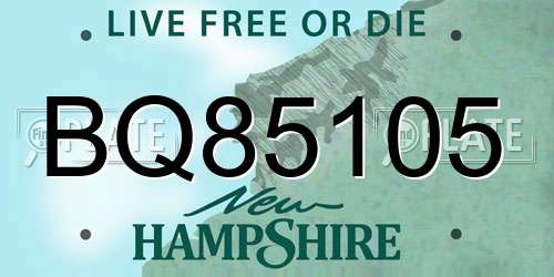 BQ85105 New Hampshire License Plate