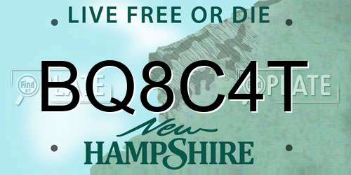 BQ8C4T New Hampshire License Plate