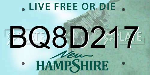 BQ8D217 New Hampshire License Plate