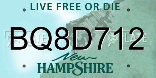 BQ8D712 New Hampshire License Plate