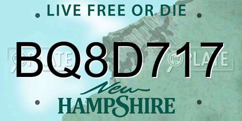 BQ8D717 New Hampshire License Plate