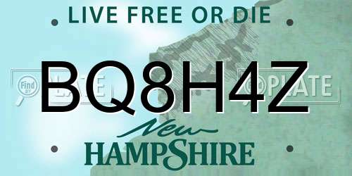 BQ8H4Z New Hampshire License Plate