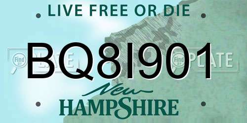 BQ8I901 New Hampshire License Plate