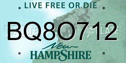 BQ8O712 New Hampshire License Plate