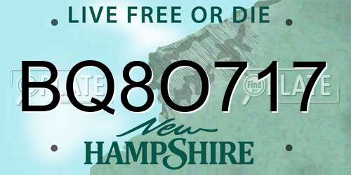 BQ8O717 New Hampshire License Plate