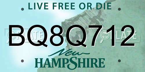 BQ8Q712 New Hampshire License Plate