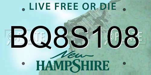 BQ8S108 New Hampshire License Plate