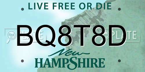 BQ8T8D New Hampshire License Plate